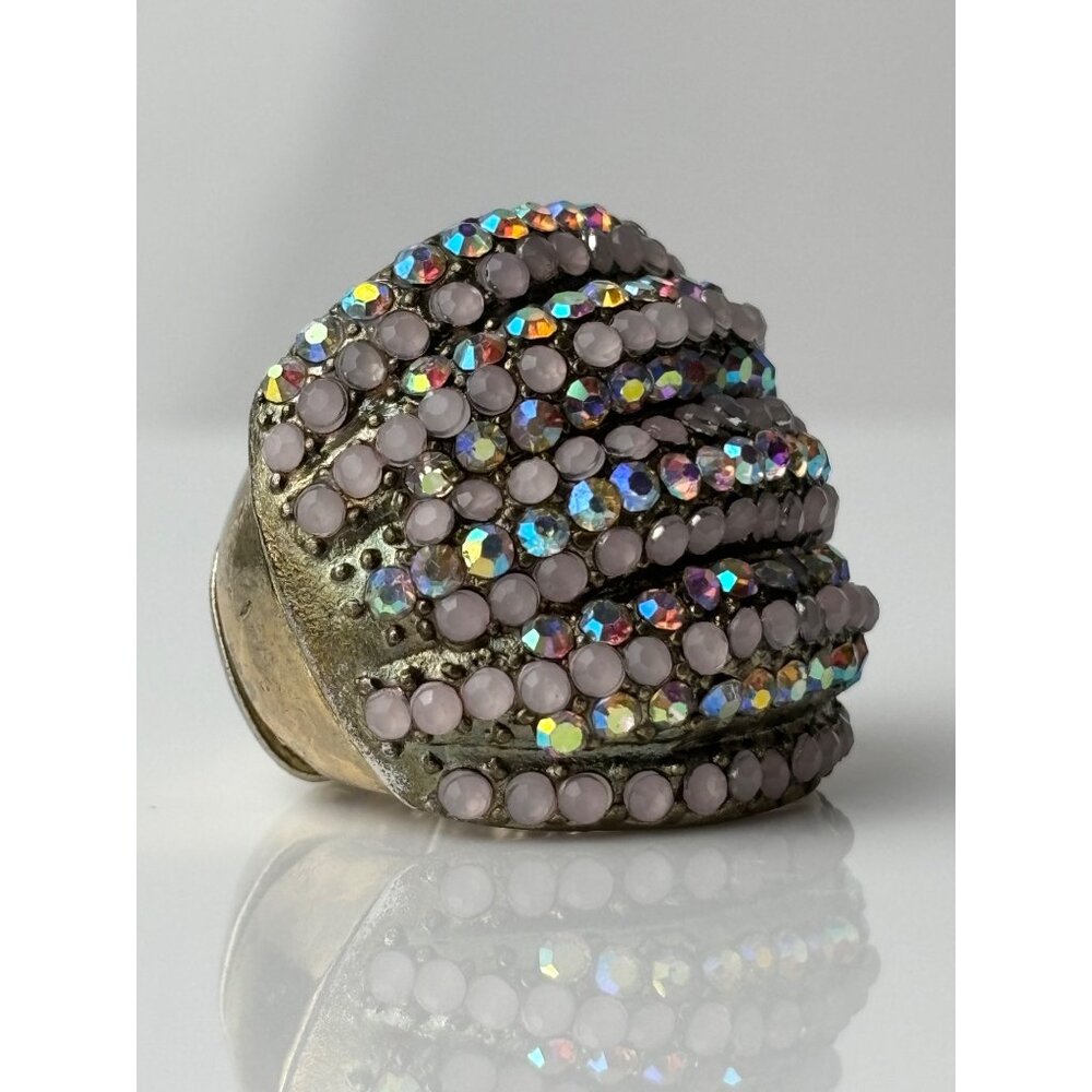 Pink and Iridescent Rhinestone Cocktail Ring (Size: OSFM)